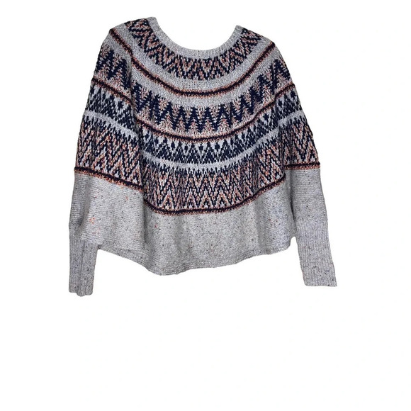 ANTHROPOLOGIE SLEEPING ON SNOW Fair Isle Wool Knit Poncho Sweater Size XS/S - Picture 3 of 11